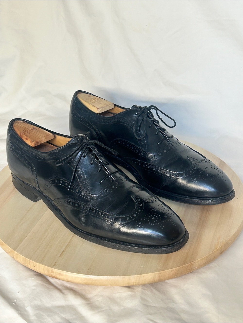 Johnston & Murphy Aristocraft Black Leather Wingtip Brogue Oxford 10 D/B